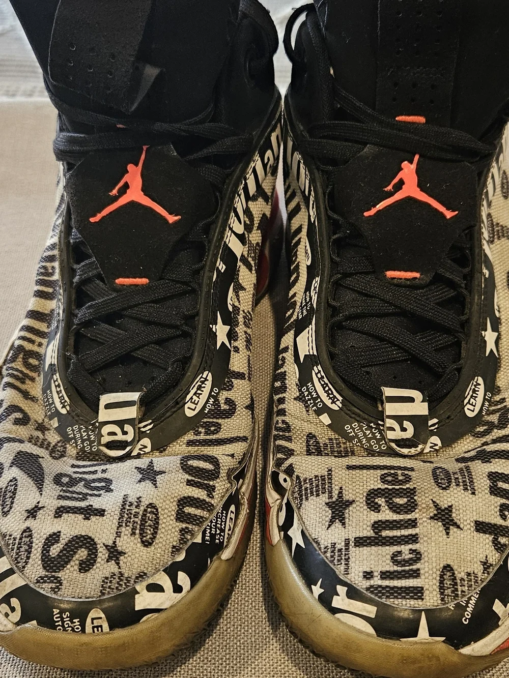 Air Jordan Men's Black & Red Graphic Basketball Shoes Size 14